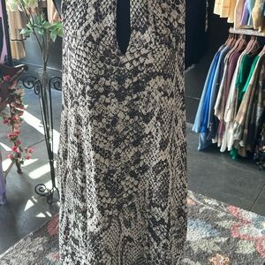 Lavender Brown Snake Print Midi Dress